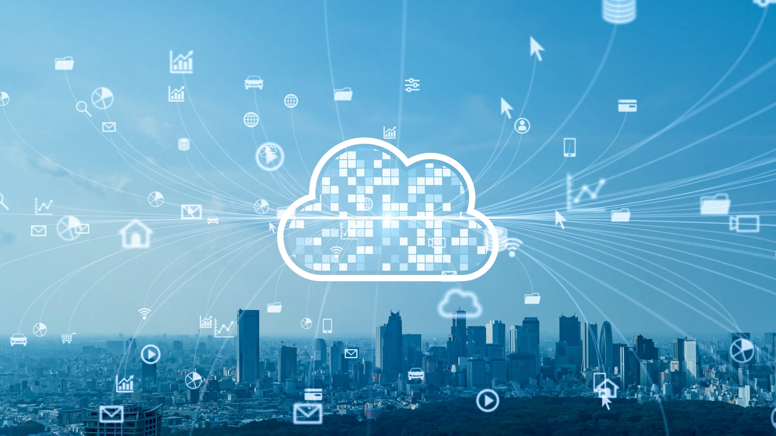 Cloud computing concept. Communication network.